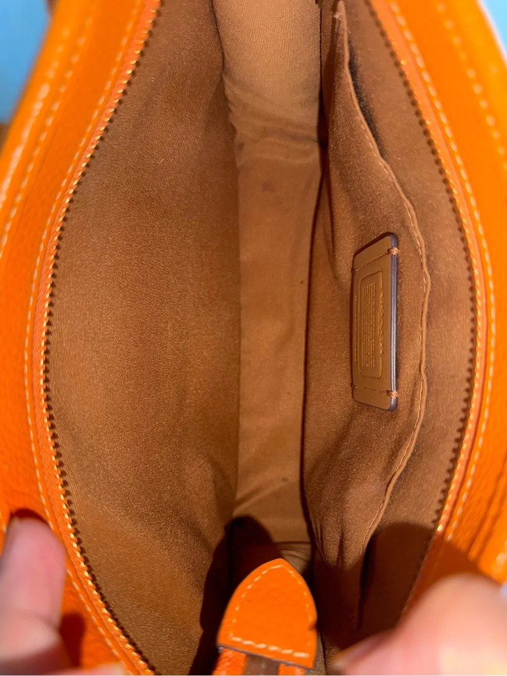 Coach Pebbled Leather Shoulder Bag in Burnt Orange